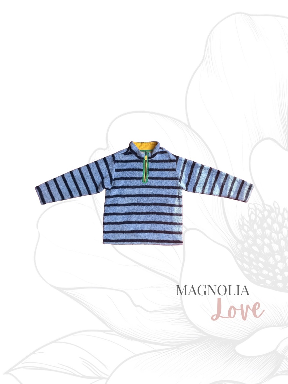 🫐 Hanna Andersson Blue Striped Kids Marshmallow Fleece Sweater Boys Girls 150 12